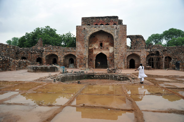 Restoration work underway in the courtyard of the Masjid Khairul Manzil, New Delhi