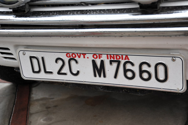 Government of India license plate, New Delhi