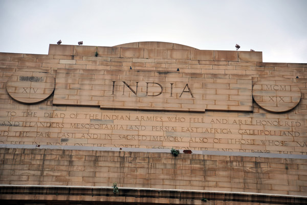 Inscription on the India Gate to the Dead of the Indian Armies who fell and are honoured