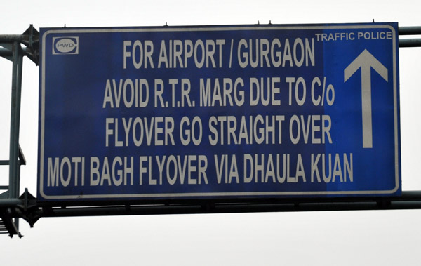 For Airport/Gurgaon Avoid R.T.R. Marg