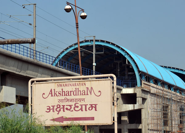 Metro station under construction at Akshardham