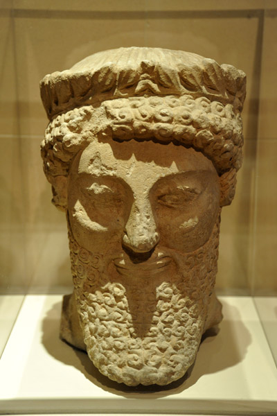 Head of a bearded man wearing a wreath, Archaic Cypriot, 500-480 BC