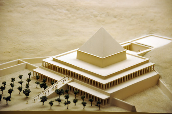 Model of Mentuhotep II's tomb and mortuary temple at Deir el-Bahri ca 2010 BC