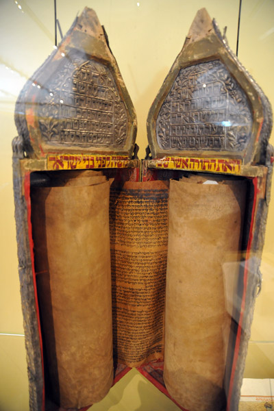 Torah scroll (17th-18th C.) and case (1907), Iraq,
