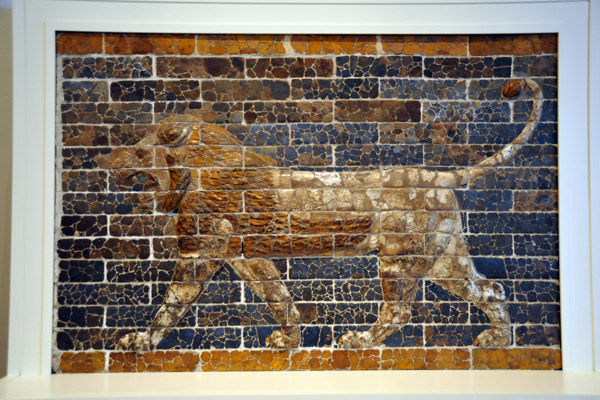 Brick wall relief of a lion, central Mesopotamia (Iraq) from the Palace of King Nebuchadnezzar II, ca 600 BC