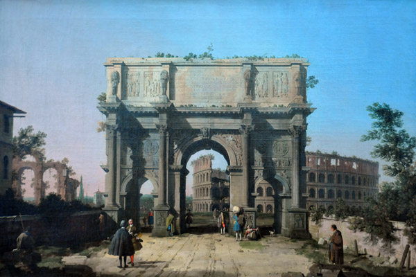 The Arch of Constantine with the Colosseum in the Background, Canaletto ca 1742-1745