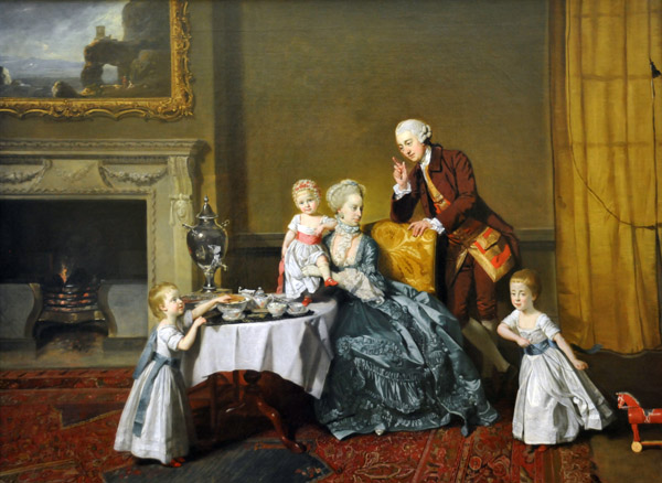 John, 14th Lord Willoughby de Broke, and His Family in the Breakfast Room at Compton Verney, Johann Zoffany ca 1766