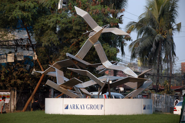 Modern sculpture in Dhaka - birds made of pipes