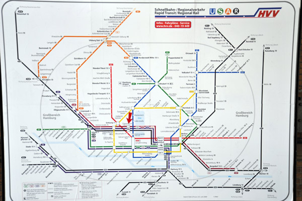 HVV - Map of Hamburg's Rapid Transit and Regional Rail