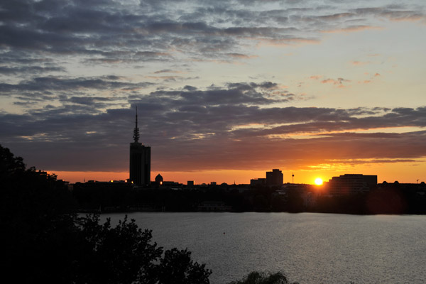 Sunset over the Auenalster from Le Royal Mridien, Hamburg