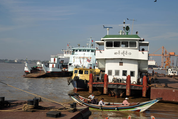 A mix of vessels on the Yangon waterfront