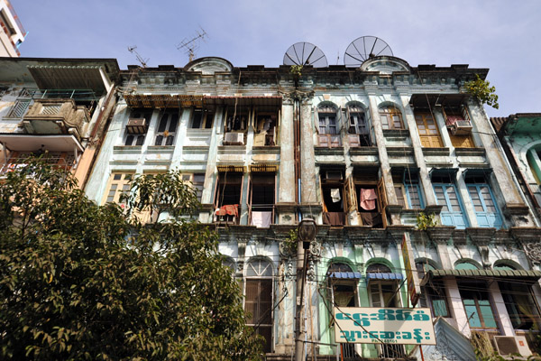 Old residential buildings of Central Yangon