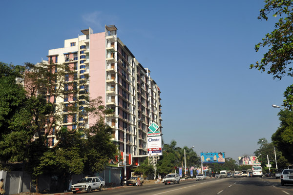 Pyay Road approaching the North Point Shopping Centre, North Yangon