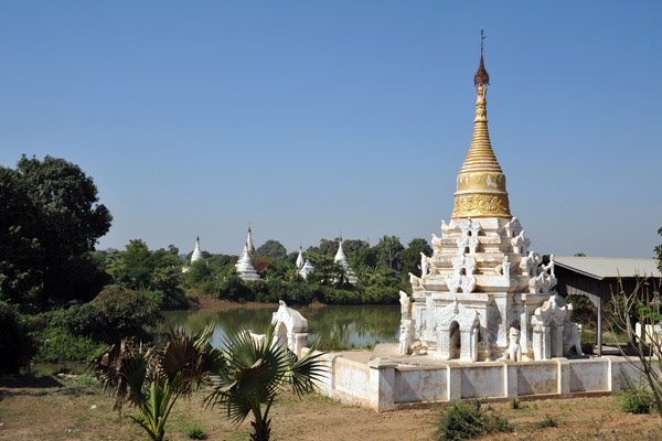 Pagoda landscape at the north end of the Tada-U Bridge over the Myitnge River