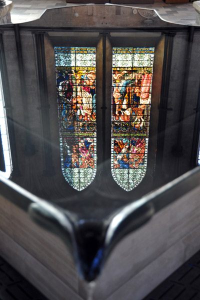 Stained glass reflected, Salisbury Cathedral