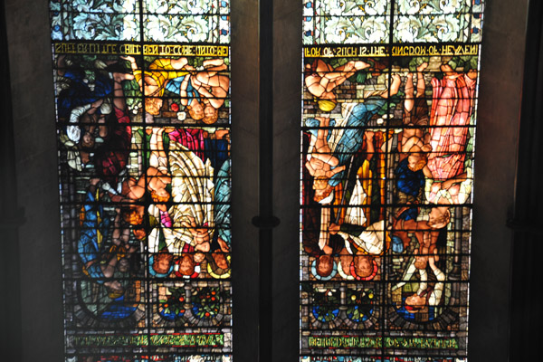 Stained glass reflected, Salisbury Cathedral