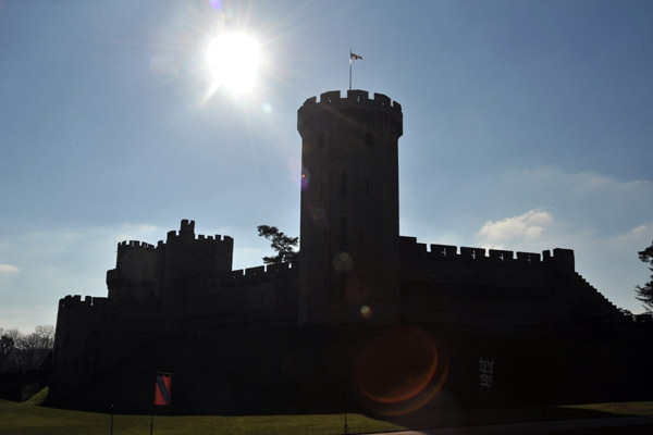 Silhouetted of Guy's Tower, Warwick Castle