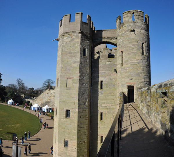 Gatehouse of Warwick Castle from atop the walls