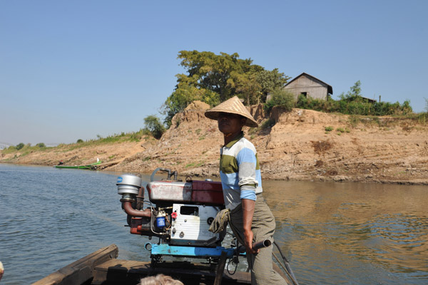 Crossing the Myingte River by long-tail ferry