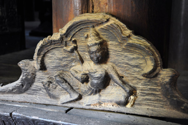 Old weathered wood carving, Bagaya Monastery, Inwa