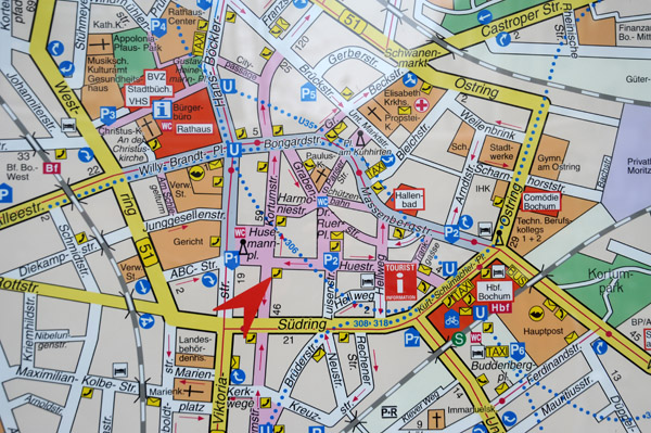 Map of central Bochum (Zentrum)