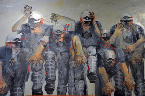 Painting of miners going to work, Deutsches Bergbau-Museum