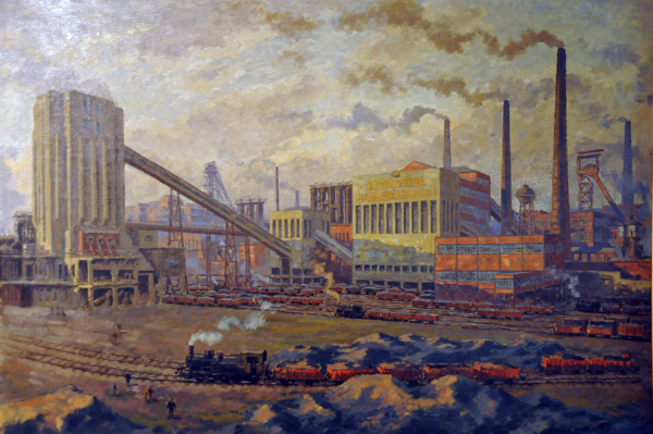 Painting of the Robert Mser Schachtanlage in Bochum(-Werne) 1930