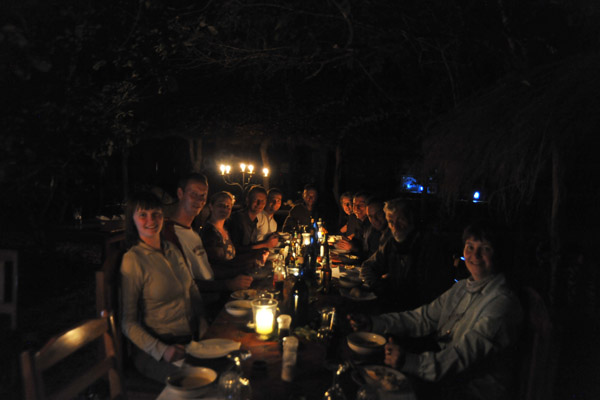 The whole group - dinner at McBride's Camp