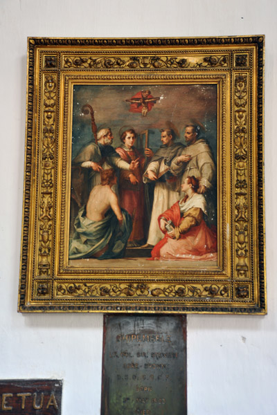 Painting in the Shiwa House chapel with memorial plaque for Stewart Gore-Brown