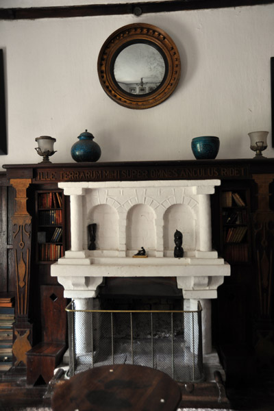 Fireplace in the library of Shiwa House