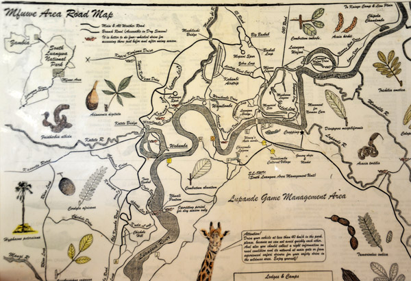 Map of the Mfuwe Area...the Bush Camp was at the top of the big horseshoe loop in the center (G,H)