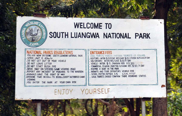 Regulations and Entrance Fees, South Luangwa National Park