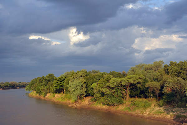Luangwa River with cloudy sky from the Mfuwe Gate bridge