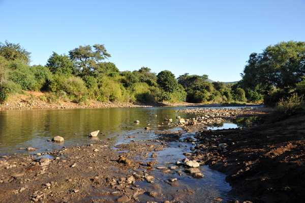 Fording the Chongwe River to enter Lower Zambezi National Park