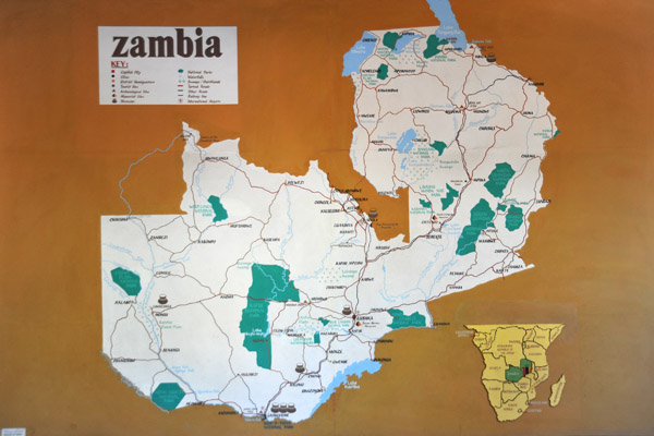 Map of Zambia at the Livingstone Museum