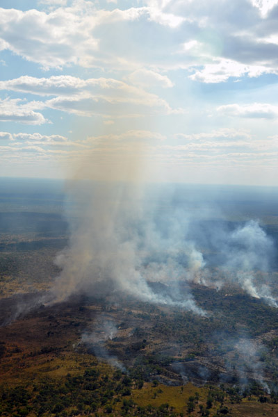 Smoke plume several thousand feet high, Zambia