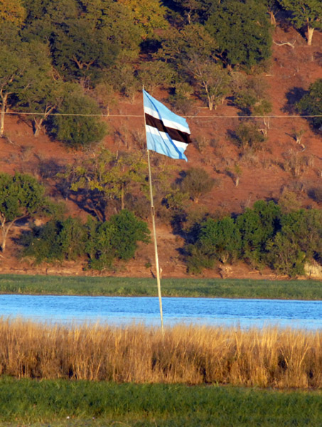 Botswana flag on an island in the Chobe River that had been disputed with Namibia