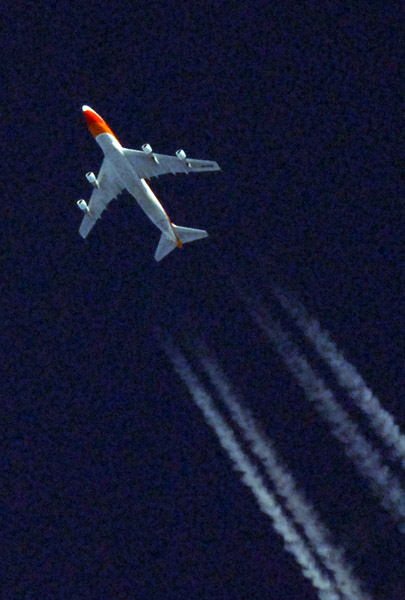 Different bird - Angolan B747 passes high over the Okavango Delta between Jo'burg and Luanda