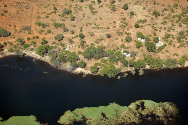 Ruins of a former ranger station at the old riverside entrance to Chobe National Park
