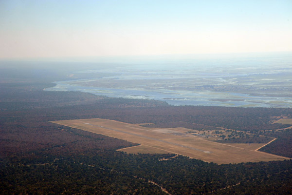 Aerial view of Kasane Airport, Botswana, from the southeast