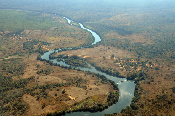 Lunga River at the ferry on road D181 north of Kafue National Park
