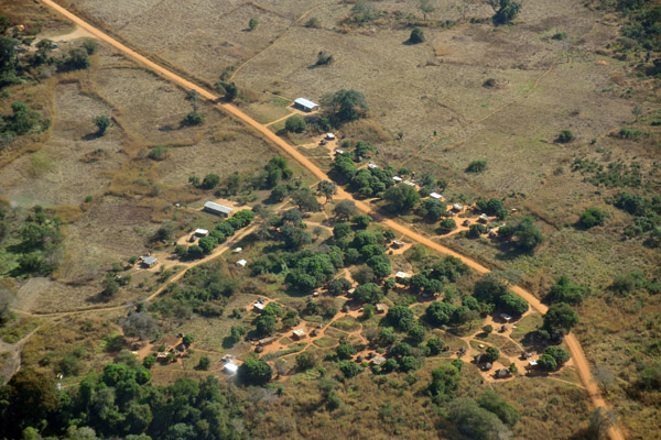 Village on the east side of the Lunga River Ferry, Zambia