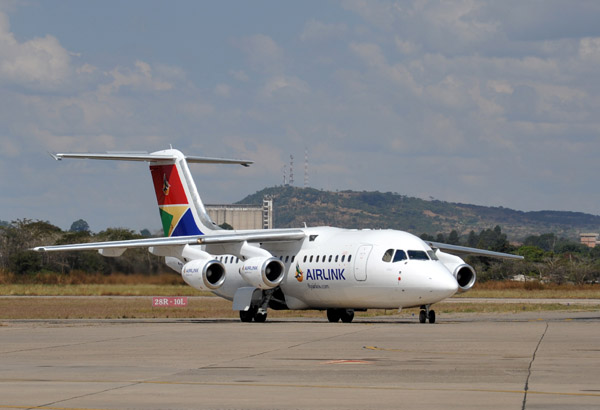 South African Airlink BAe-146 at Ndola, Zambia
