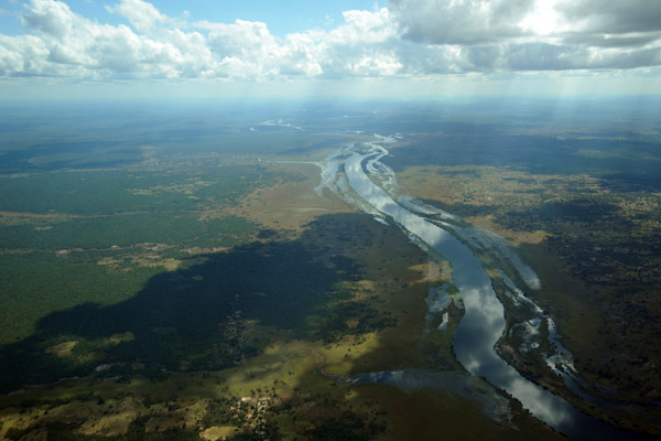 The Luapula River, a branch of the Congo River, flows north into Lake Mweru