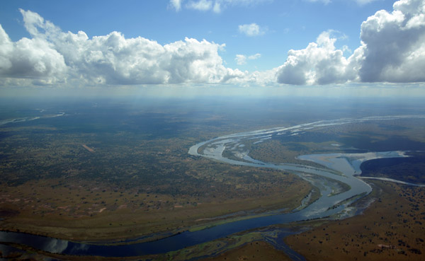 Big bend in the Luapula River looking from the D.R. Congo to Zambia's East Seven Airstrip