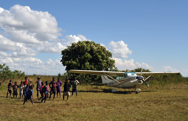 Zambian kids at Chimbwi - we hired a watchman to make sure they didn't play with the aircraft