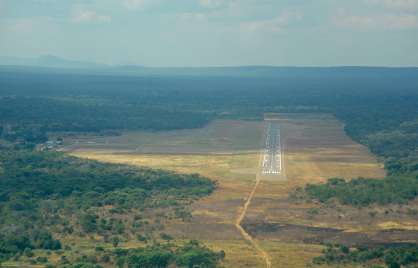 Landing at Mfuwe International Airport serving South Luangwa National Park