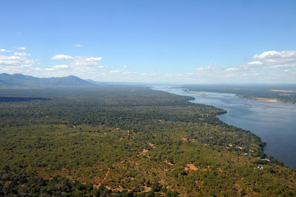 Looking east along the Zambian side of the Lower Zambezi