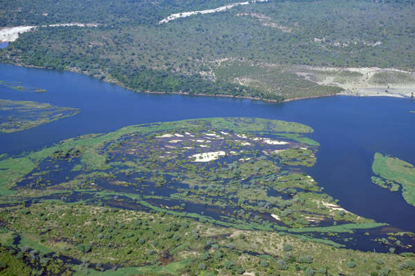 The high water level of the Zambezi (May 2010) has flooded areas normally dry