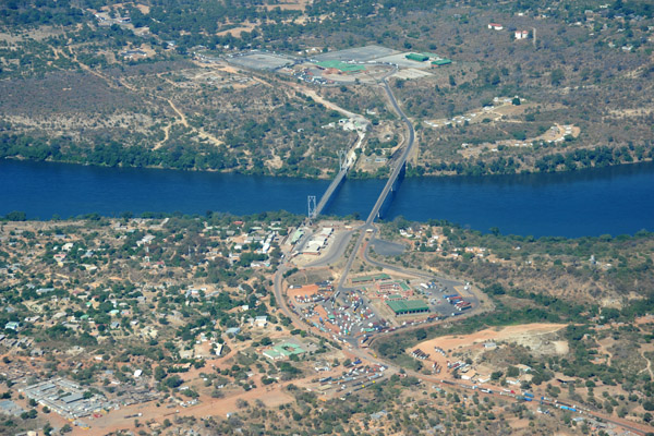 Twin international bridges connecting Chirundu, Zambia with Zimbabwe across the Zambezi River